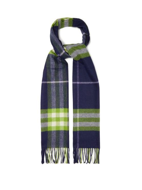 Matchesfashion.com Burberry - Check Cashmere-twill Scarf - Womens - Green Multi