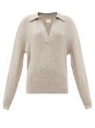 Matchesfashion.com Khaite - Jo V-neck Cashmere-blend Sweater - Womens - Beige