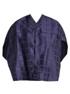 Issey Miyake Square-neck Draped-back Grid-jacquard Jacket