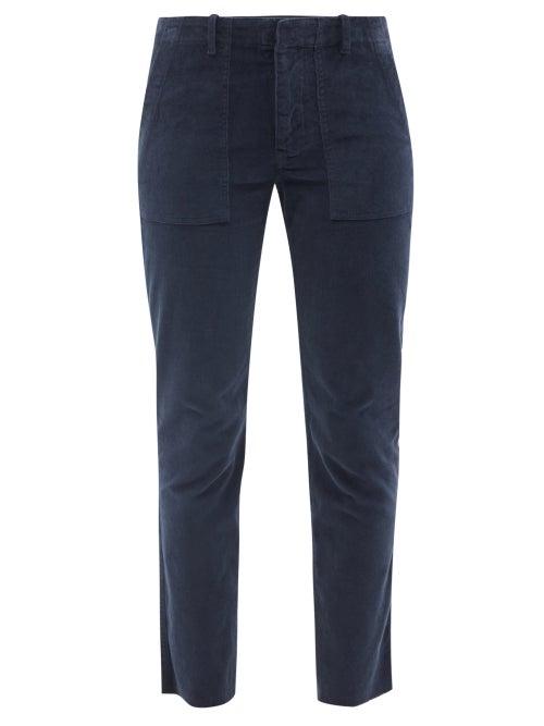 Nili Lotan - Jenna Raw-edge Corduroy Straight-leg Trousers - Womens - Navy