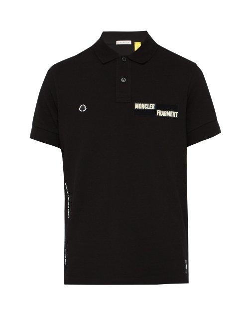 Matchesfashion.com 7 Moncler Fragment - Velcro Patch Cotton Piqu Polo Shirt - Mens - Black