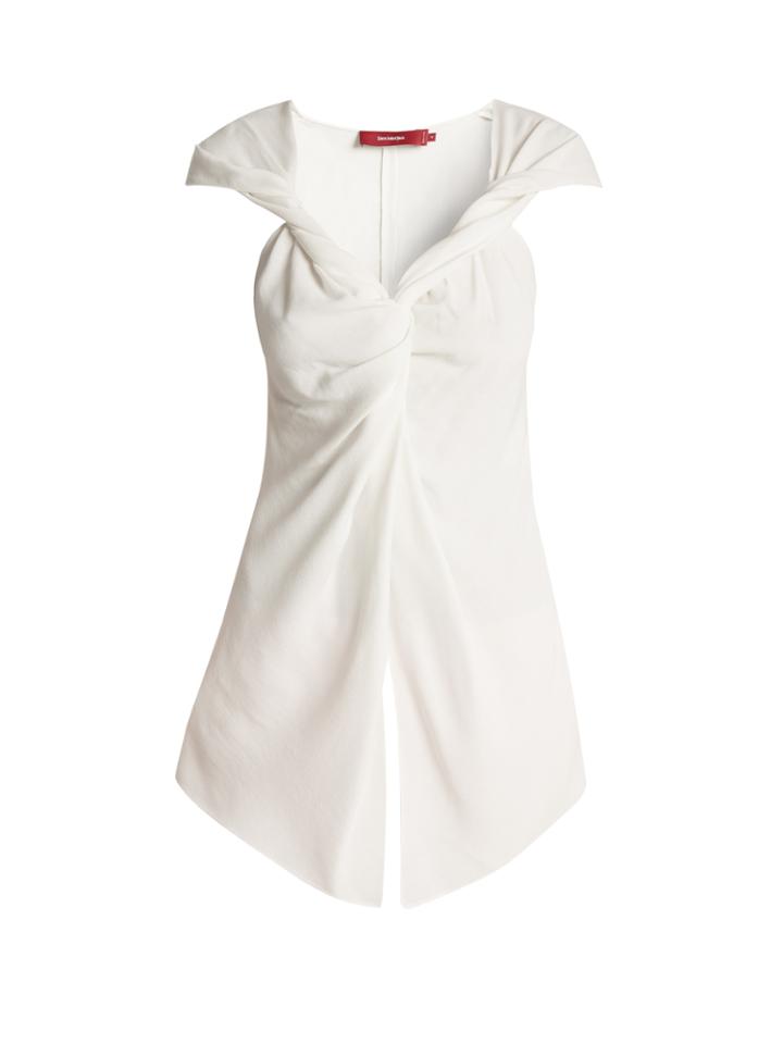 Sies Marjan Bridget Twisted-front Crepe Top