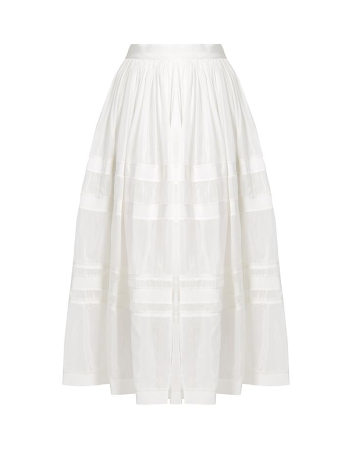 Maison Rabih Kayrouz Grosgrain-trim Cotton And Silk-blend Voile Skirt