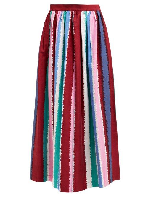 Matchesfashion.com Le Sirenuse, Positano - Jane Striped Cotton Midi Skirt - Womens - Multi