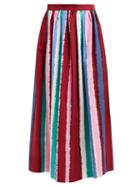 Matchesfashion.com Le Sirenuse, Positano - Jane Striped Cotton Midi Skirt - Womens - Multi