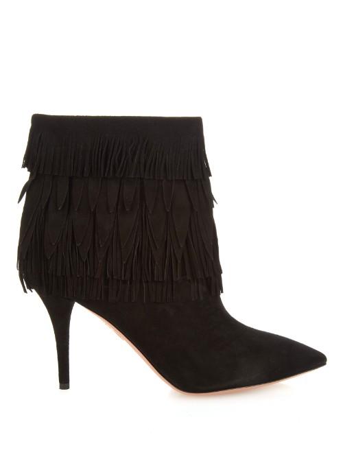Aquazzura Sasha Layered-fringe Ankle Boots