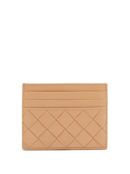 Matchesfashion.com Bottega Veneta - Intrecciato Leather Cardholder - Womens - Beige