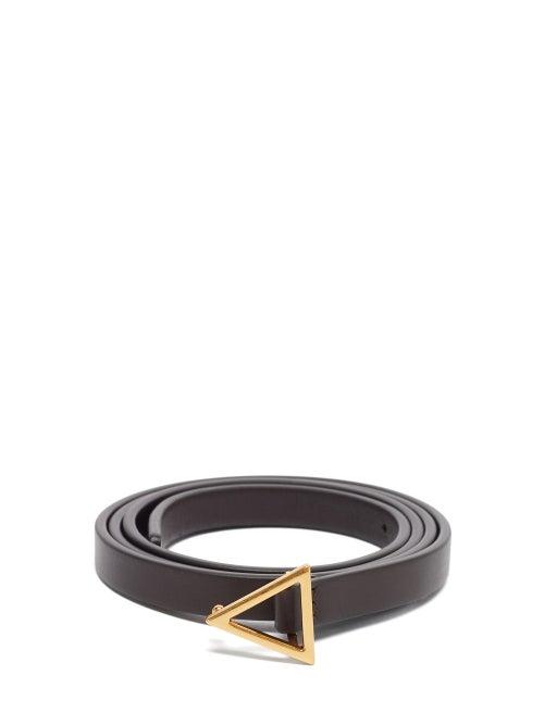 Matchesfashion.com Bottega Veneta - Triangle-buckle Leather Belt - Womens - Brown Gold