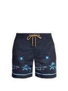 Matchesfashion.com Thorsun - Titan Fit Volcano Print Swim Shorts - Mens - Navy