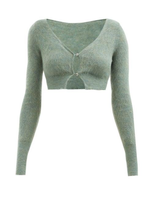Ladies Rtw Jacquemus - Azlou Cropped Mohair-blend Cardigan - Womens - Green