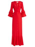 Raquel Diniz Aria Ruffled-sleeve Silk Gown