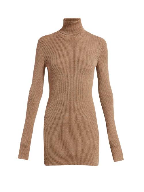 Matchesfashion.com Bottega Veneta - Ribbed Roll Neck Cashmere Sweater - Womens - Camel