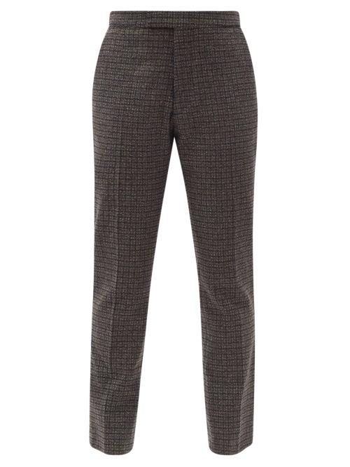 Matchesfashion.com Raf Simons - Zip-cuff Check Wool-blend Tailored Trousers - Womens - Black Brown