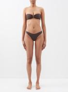 Zimmermann - Laurel Buckled Metallic-knit Bandeau Bikini - Womens - Dark Brown