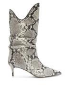 Matchesfashion.com The Attico - Kitten-heel Snake-effect Leather Boots - Womens - Python