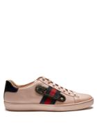 Gucci New Ace Safety-pin Leather Trainers
