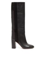 Matchesfashion.com Aquazzura - Eaton 85 Croc Embossed Knee High Leather Boots - Womens - Black