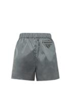 Matchesfashion.com Prada - Logo Plaque High Rise Nylon Gabardine Shorts - Womens - Grey