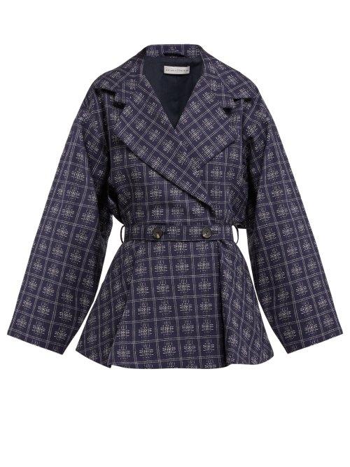 Matchesfashion.com Palmer//harding - Checked Belted Cotton Blazer - Womens - Blue Multi