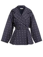 Matchesfashion.com Palmer//harding - Checked Belted Cotton Blazer - Womens - Blue Multi