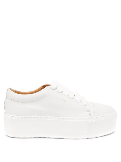 Matchesfashion.com Acne Studios - Drihanna Flatform Leather Trainers - Womens - White