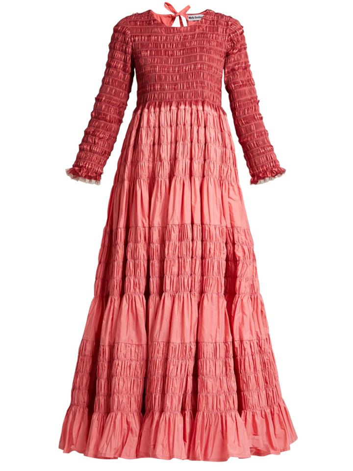 Molly Goddard Dorothy Smocked Poplin Gown