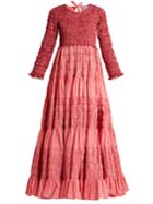 Molly Goddard Dorothy Smocked Poplin Gown