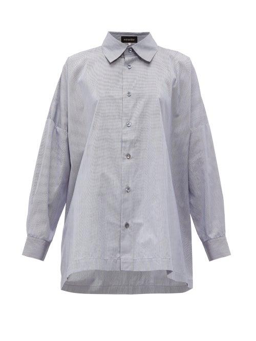 Matchesfashion.com Eskandar - Oversize Cotton Shirt - Womens - Navy Stripe