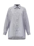 Matchesfashion.com Eskandar - Oversize Cotton Shirt - Womens - Navy Stripe