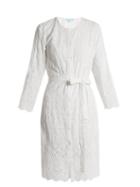 Matchesfashion.com Melissa Odabash - Cecilia Embroidered Collarless Shirtdress - Womens - White