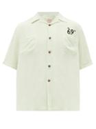 Matchesfashion.com Holiday Boileau - Camp-collar Embroidered Poplin Shirt - Mens - Light Green