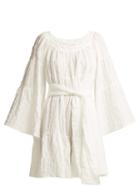 Matchesfashion.com Lisa Marie Fernandez - Tie Waist Cotton Blend Dress - Womens - White Stripe