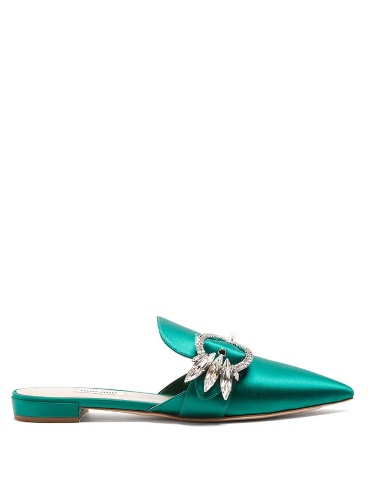 Miu Miu Point-toe Satin Slipper Shoes