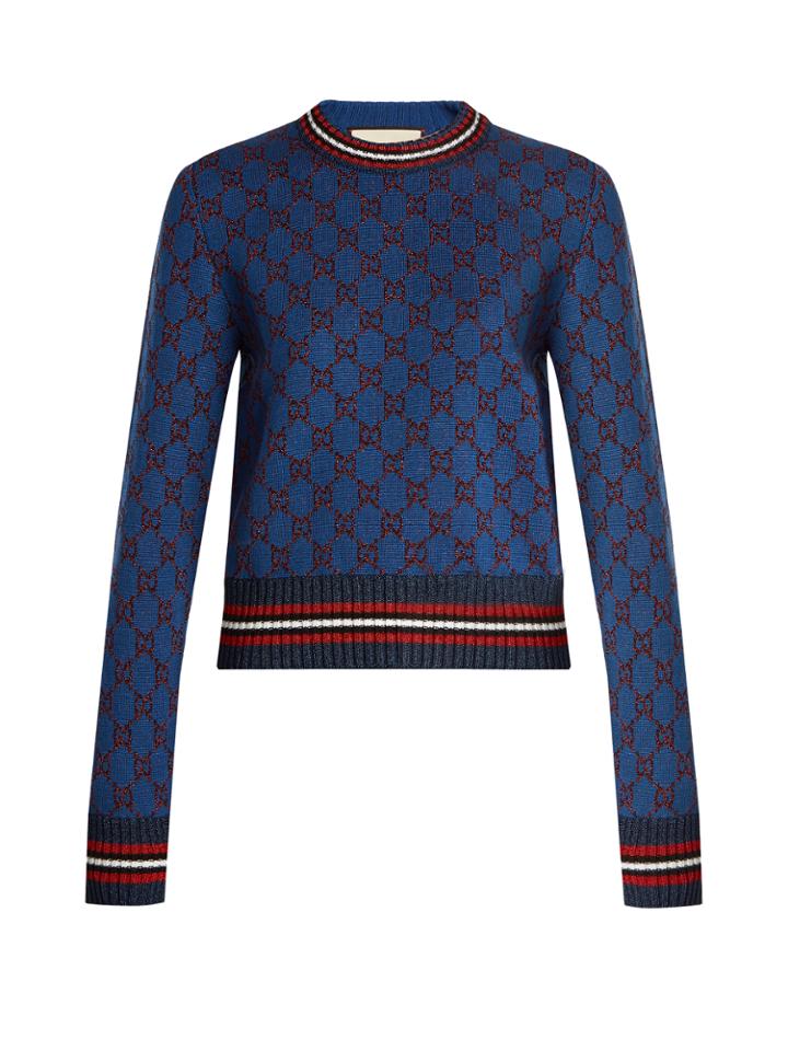 Gucci Gg Jacquard-knit Cropped Sweater