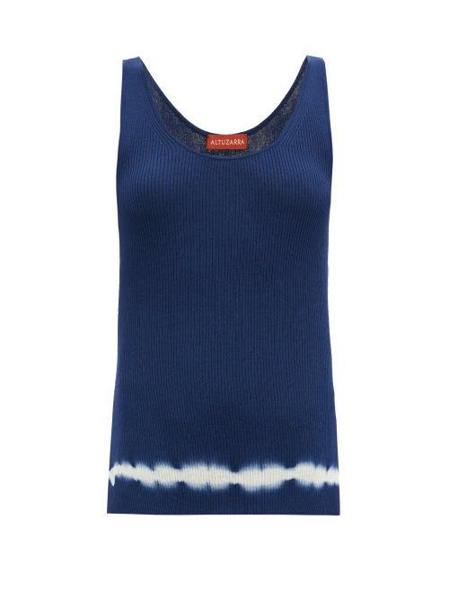 Matchesfashion.com Altuzarra - Hikaru Tie Dye-print Pima-cotton Tank Top - Womens - Blue