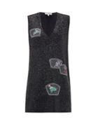 Matchesfashion.com Ganni - Side-zip Layered Beaded Mini Dress - Womens - Black