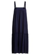 Matchesfashion.com See By Chlo - Square Neck Braid Trimmed Jersey Dress - Womens - Navy