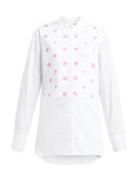 Matchesfashion.com Wales Bonner - Floral Embroidered Bib Cotton Shirt - Womens - White