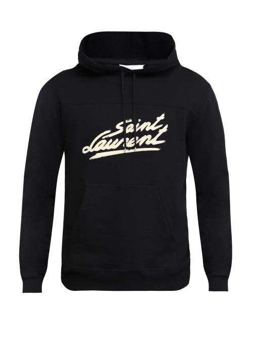Saint Laurent - Logo-print Cotton-jersey Hooded Sweatshirt - Mens - Black