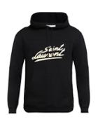 Saint Laurent - Logo-print Cotton-jersey Hooded Sweatshirt - Mens - Black