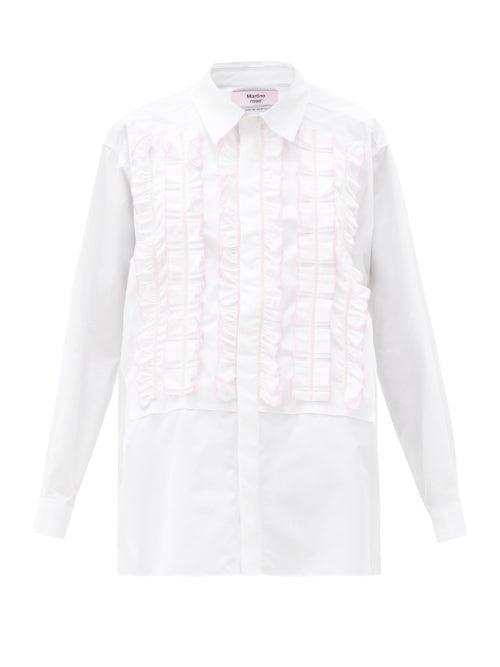 Matchesfashion.com Martine Rose - Elemental Frilled-panel Cotton-poplin Shirt - Womens - White