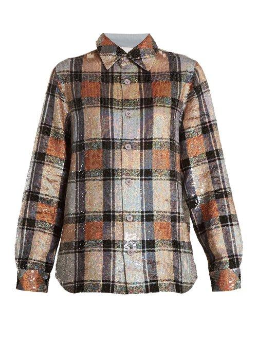 Matchesfashion.com Ashish - Button Down Checked Sequin Embellished Shirt - Womens - Multi