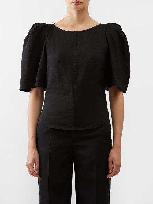 Isabel Marant - Fergyo Puffed-sleeve Twill Top - Womens - Black