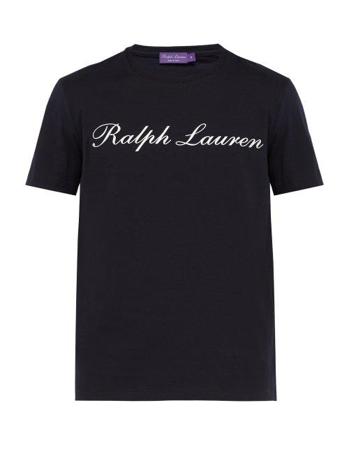 Matchesfashion.com Ralph Lauren Purple Label - Logo Print Cotton T Shirt - Mens - Navy