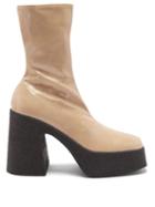 Matchesfashion.com Stella Mccartney - Patent Faux-leather Platform Ankle Boots - Womens - Beige