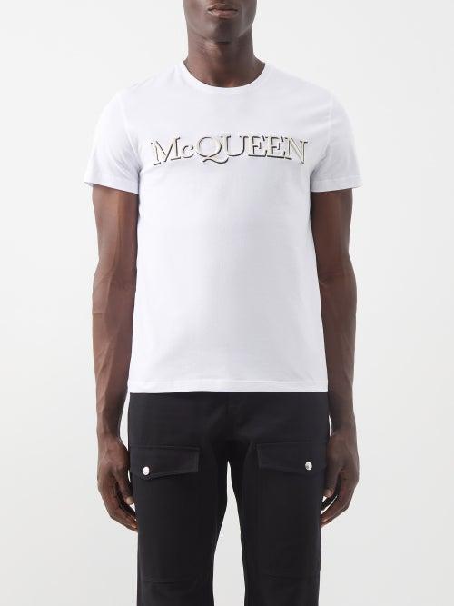Alexander Mcqueen - Logo-embroidered Cotton-jersey T-shirt - Mens - White Multi