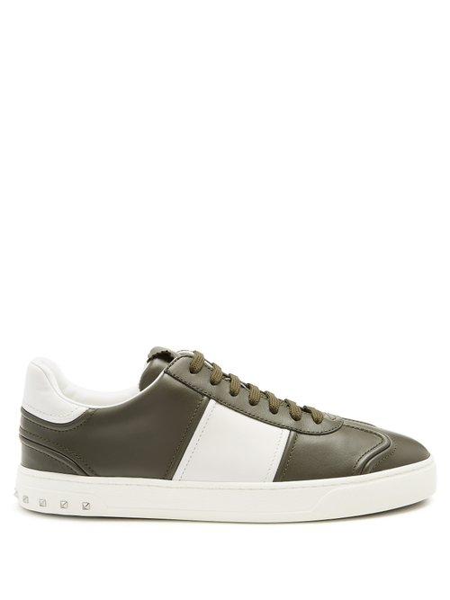 Matchesfashion.com Valentino - Fly Crew Low Top Leather Trainers - Mens - Green Multi