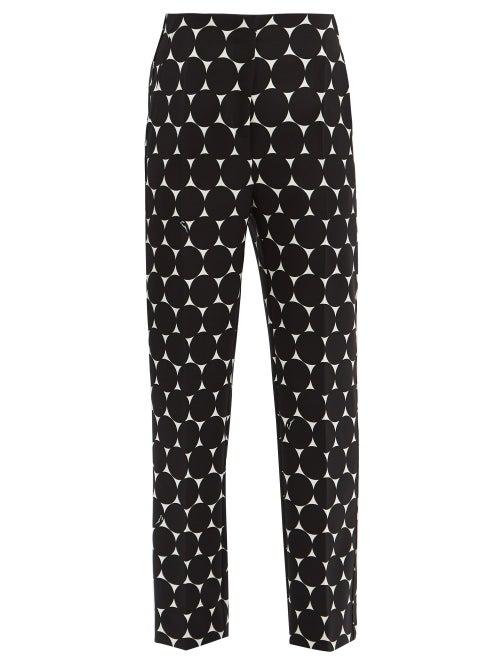 Matchesfashion.com Erdem - Pansy Dotted Crepe Cigarette Trousers - Womens - Black/white