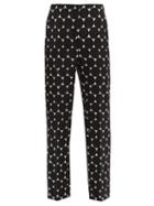 Matchesfashion.com Erdem - Pansy Dotted Crepe Cigarette Trousers - Womens - Black/white