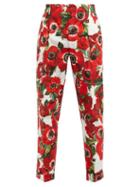 Matchesfashion.com Dolce & Gabbana - High Rise Anemone Print Crepe Trousers - Womens - White Multi